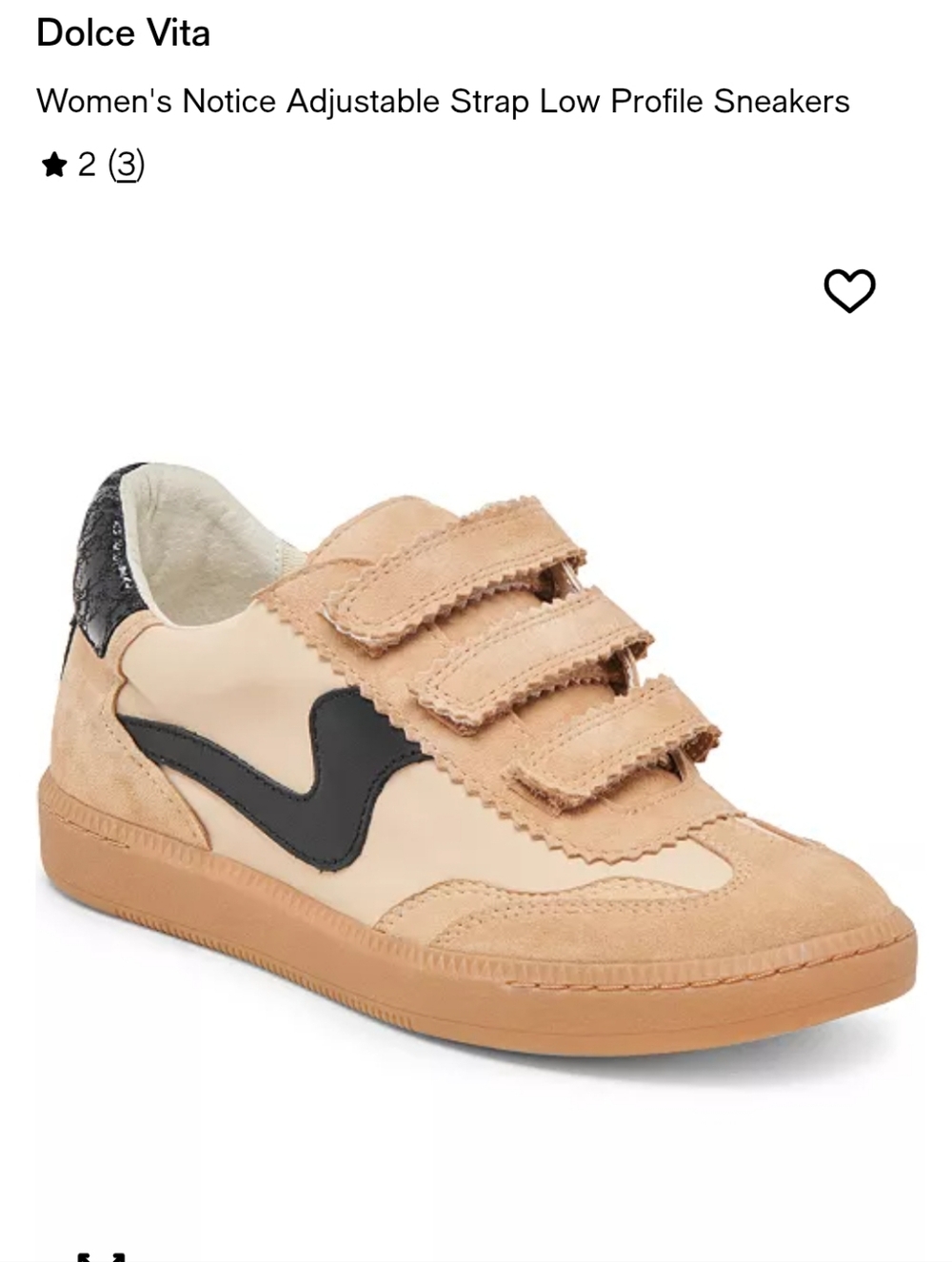 Women's Dolce Vita Beige and Black Velcro Strap Sneakers
